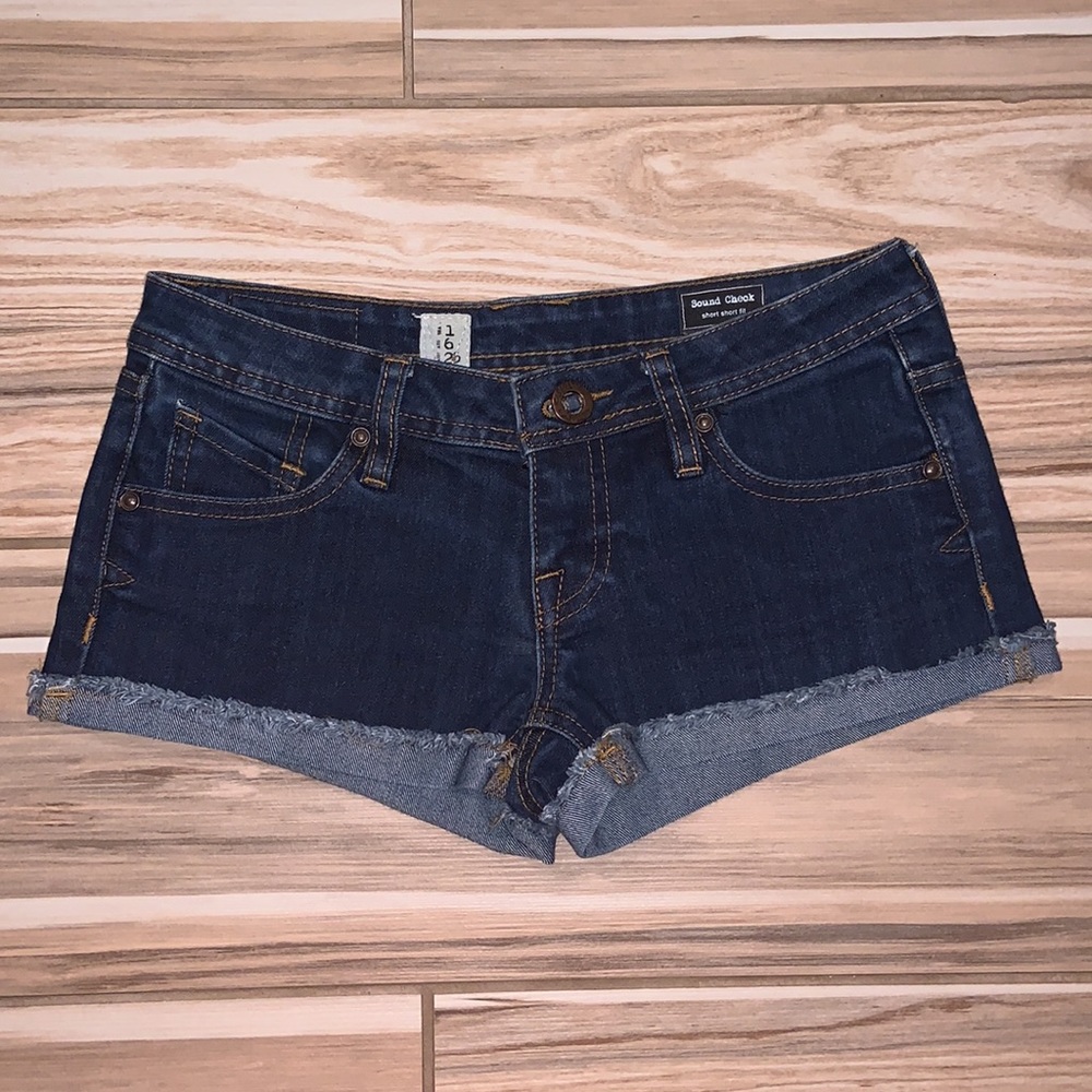 Volcom Dark Denim Low-Rise Jean Shorts